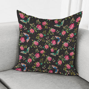 Butterfly And Flower Pattern Print Pillow Cover