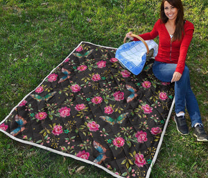 Butterfly And Flower Pattern Print Quilt