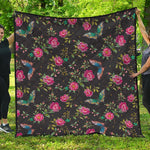 Butterfly And Flower Pattern Print Quilt