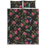 Butterfly And Flower Pattern Print Quilt Bed Set