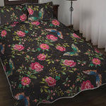 Butterfly And Flower Pattern Print Quilt Bed Set