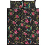 Butterfly And Flower Pattern Print Quilt Bed Set