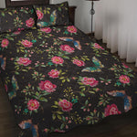 Butterfly And Flower Pattern Print Quilt Bed Set