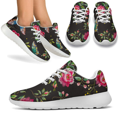 Butterfly And Flower Pattern Print Sport Shoes GearFrost