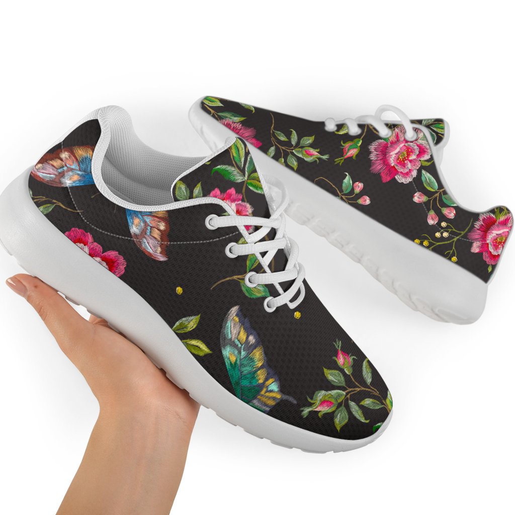 Butterfly And Flower Pattern Print Sport Shoes GearFrost