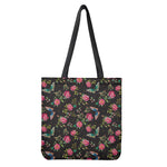 Butterfly And Flower Pattern Print Tote Bag