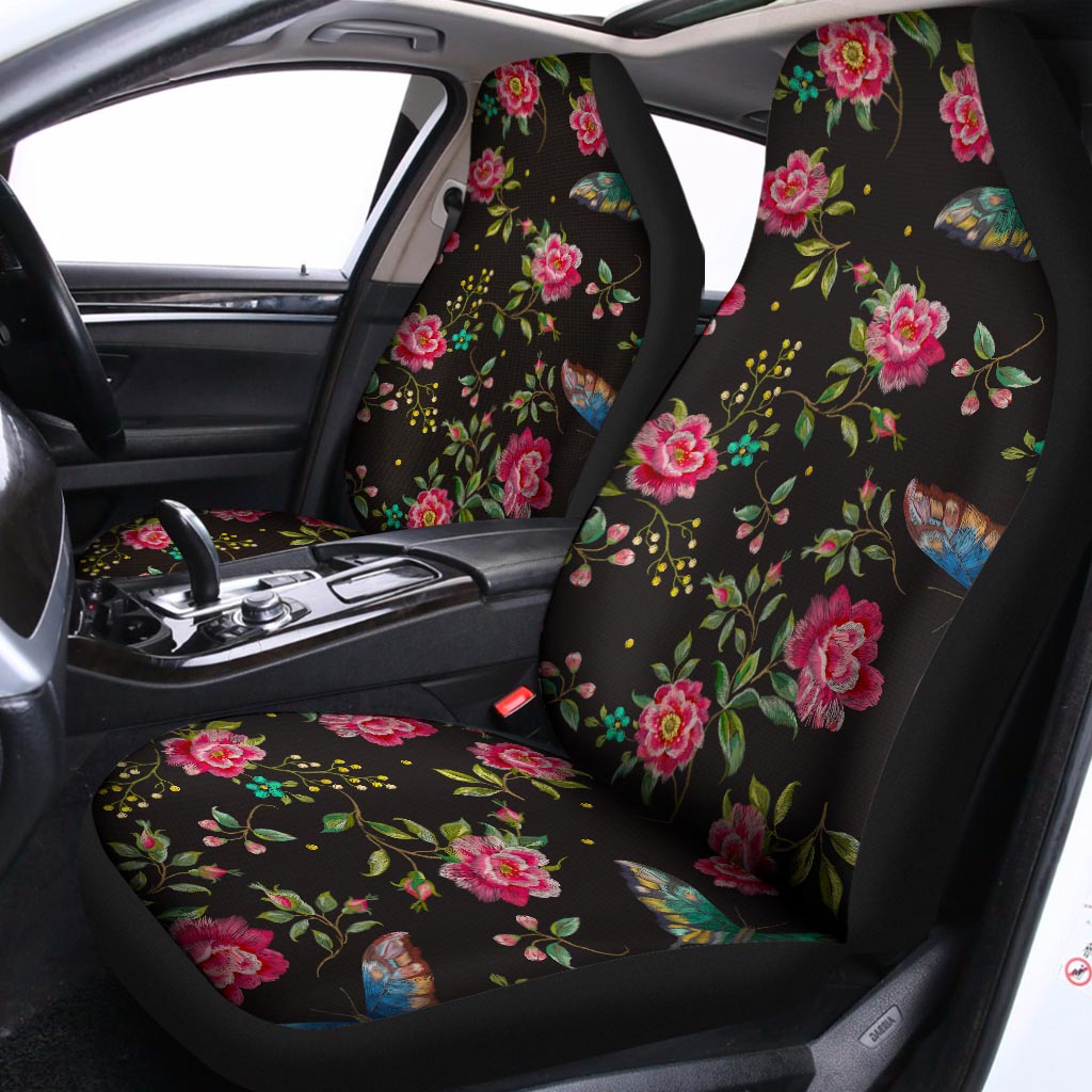 Butterfly And Flower Pattern Print Universal Fit Car Seat Covers