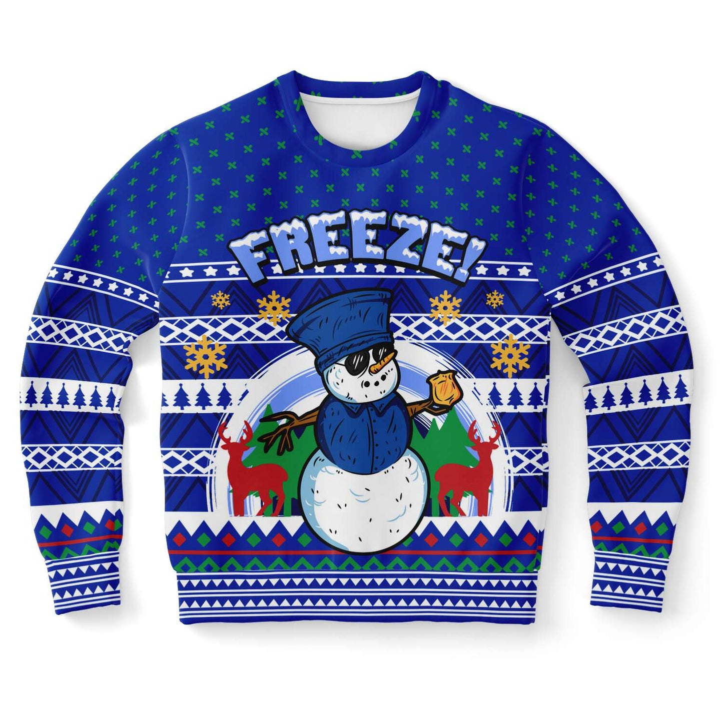 Freeze Police Snowman Ugly Christmas Sweater