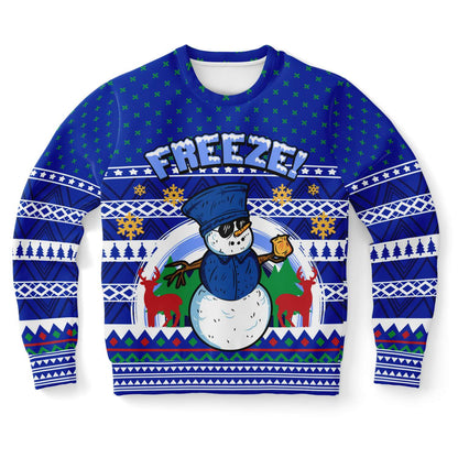 Freeze Police Snowman Ugly Christmas Sweater