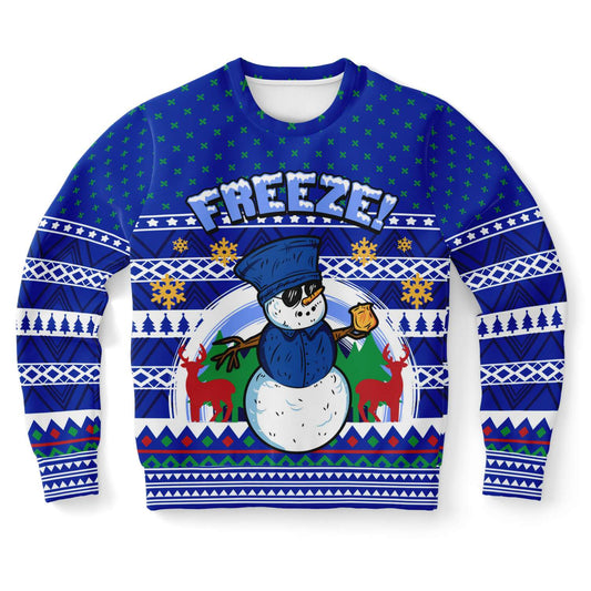 Freeze Police Snowman Ugly Christmas Sweater