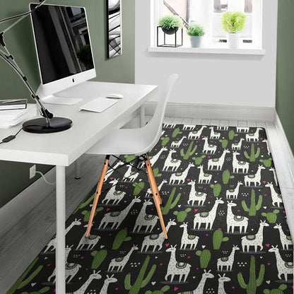 Cactus And Llama Pattern Print Area Rug