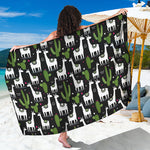 Cactus And Llama Pattern Print Beach Sarong Wrap