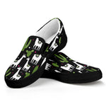 Cactus And Llama Pattern Print Black Slip On Shoes