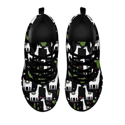 Cactus And Llama Pattern Print Black Sneakers