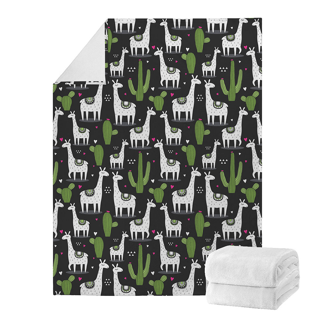 Cactus And Llama Pattern Print Blanket