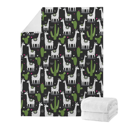 Cactus And Llama Pattern Print Blanket