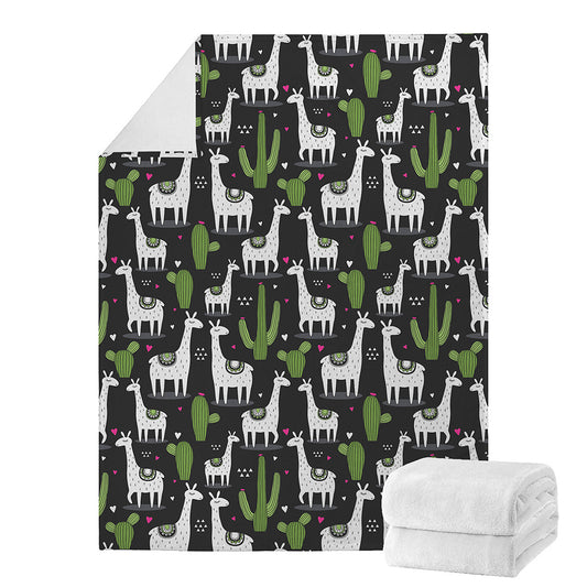 Cactus And Llama Pattern Print Blanket