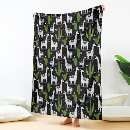 Cactus And Llama Pattern Print Blanket