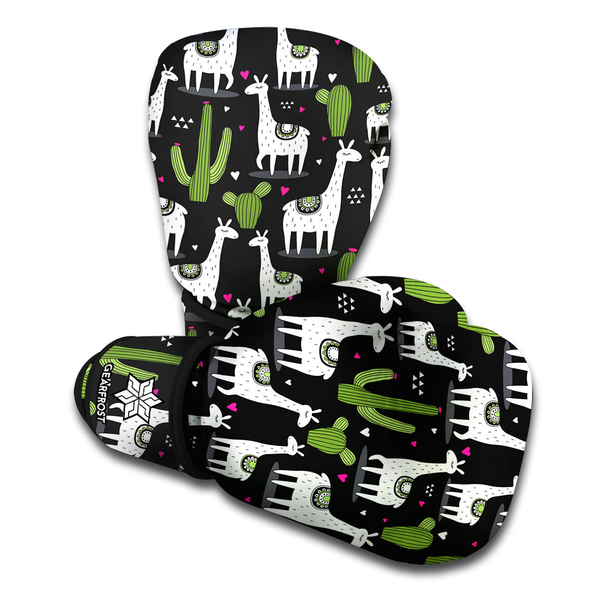 Cactus And Llama Pattern Print Boxing Gloves