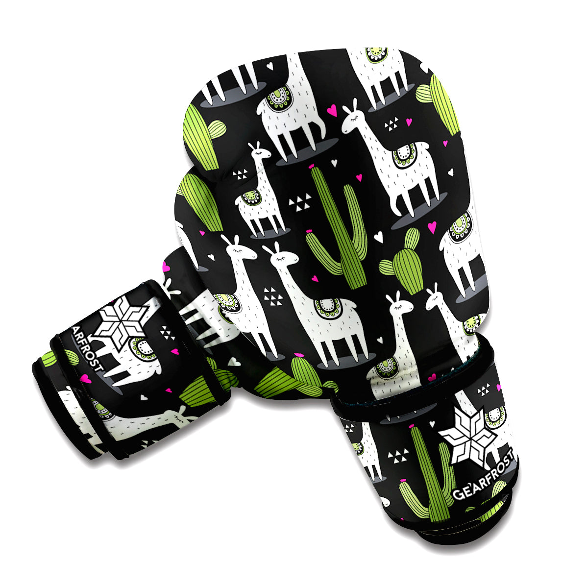 Cactus And Llama Pattern Print Boxing Gloves