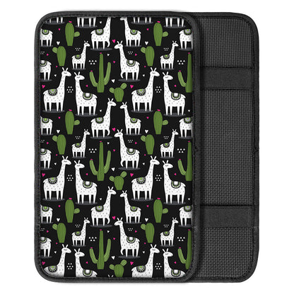 Cactus And Llama Pattern Print Car Center Console Cover