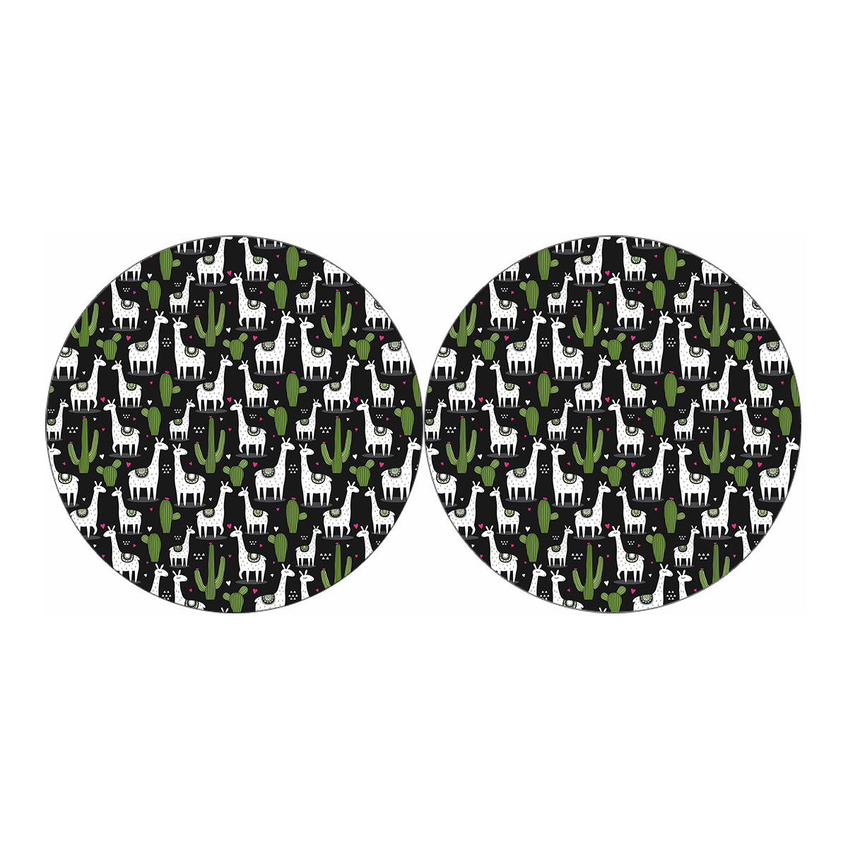 Cactus And Llama Pattern Print Car Coasters