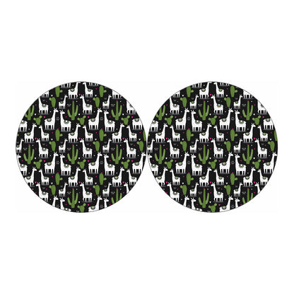 Cactus And Llama Pattern Print Car Coasters