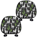 Cactus And Llama Pattern Print Car Headrest Covers