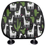 Cactus And Llama Pattern Print Car Headrest Covers