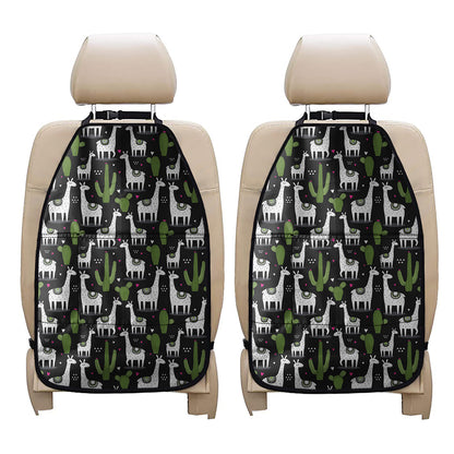 Cactus And Llama Pattern Print Car Seat Organizers