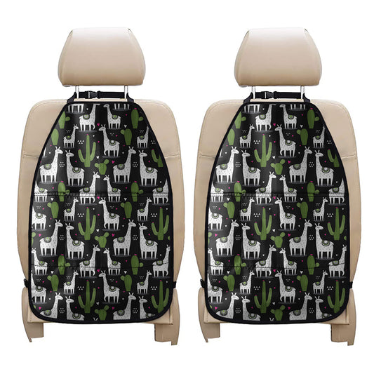 Cactus And Llama Pattern Print Car Seat Organizers
