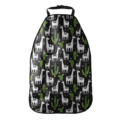 Cactus And Llama Pattern Print Car Seat Organizers
