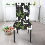 Cactus And Llama Pattern Print Dining Chair Slipcover