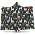 Cactus And Llama Pattern Print Hooded Blanket