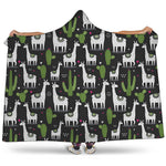 Cactus And Llama Pattern Print Hooded Blanket