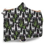 Cactus And Llama Pattern Print Hooded Blanket