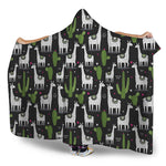 Cactus And Llama Pattern Print Hooded Blanket