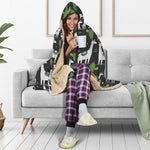 Cactus And Llama Pattern Print Hooded Blanket