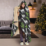 Cactus And Llama Pattern Print Hooded Blanket