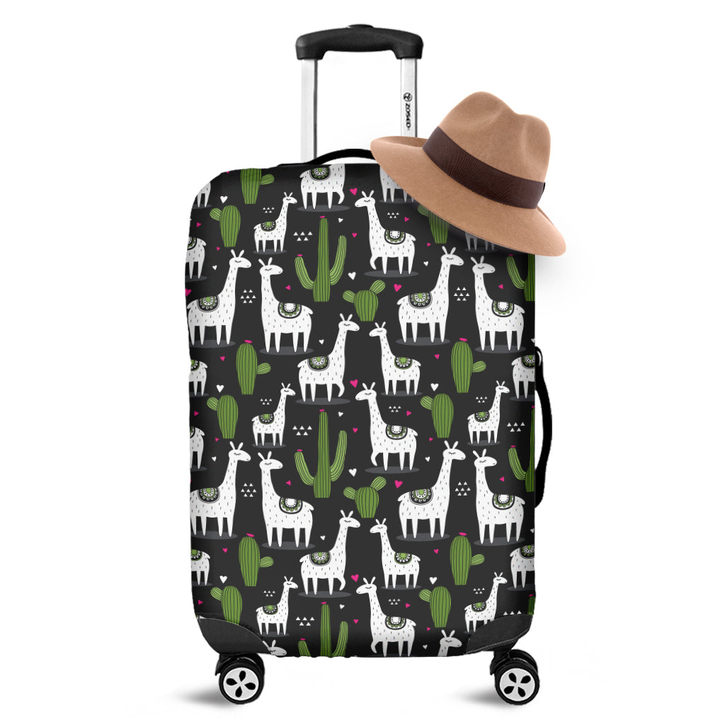 Cactus And Llama Pattern Print Luggage Cover