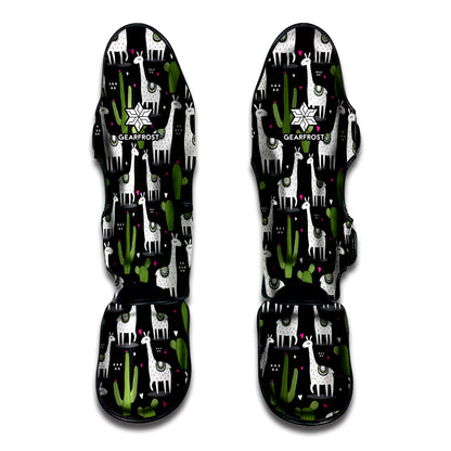 Cactus And Llama Pattern Print Muay Thai Shin Guard