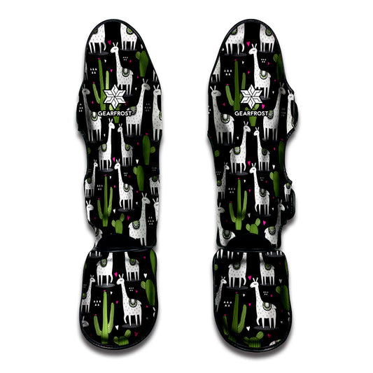 Cactus And Llama Pattern Print Muay Thai Shin Guard