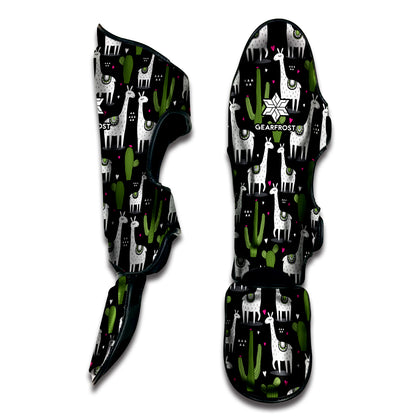 Cactus And Llama Pattern Print Muay Thai Shin Guard