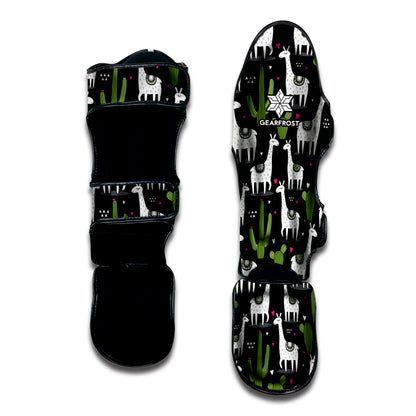 Cactus And Llama Pattern Print Muay Thai Shin Guard