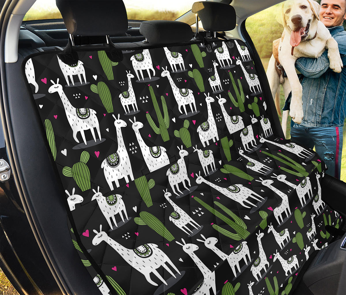 Cactus And Llama Pattern Print Pet Car Back Seat Cover