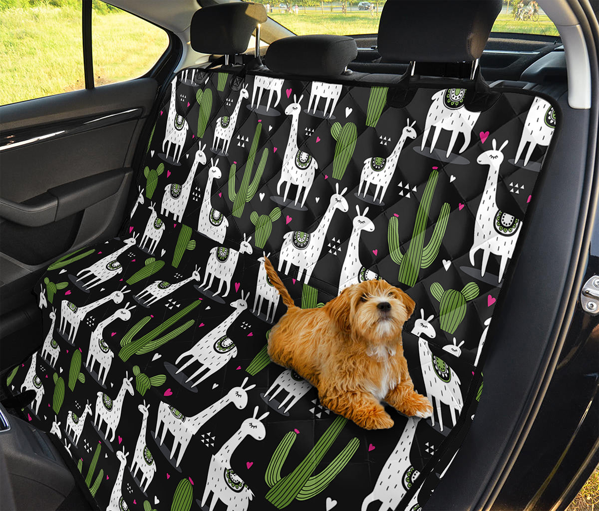 Cactus And Llama Pattern Print Pet Car Back Seat Cover