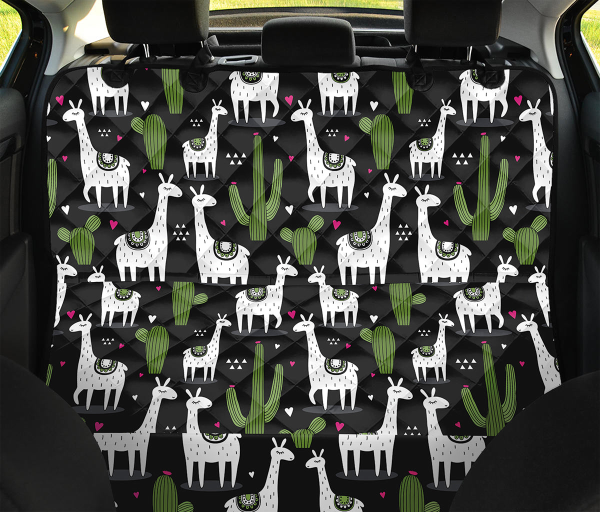 Cactus And Llama Pattern Print Pet Car Back Seat Cover