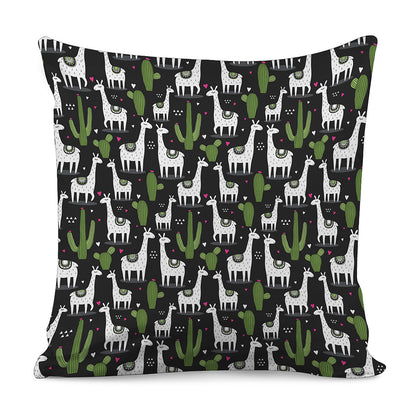 Cactus And Llama Pattern Print Pillow Cover