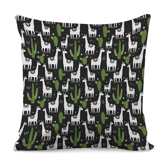 Cactus And Llama Pattern Print Pillow Cover