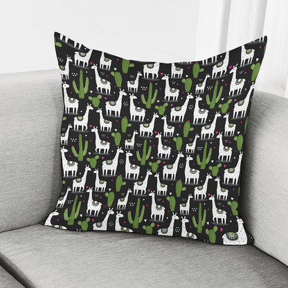 Cactus And Llama Pattern Print Pillow Cover